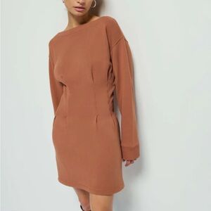 Nation LTD Ronni Sweatshirt Boat Neck Mini Dress Size XS in Tobacco